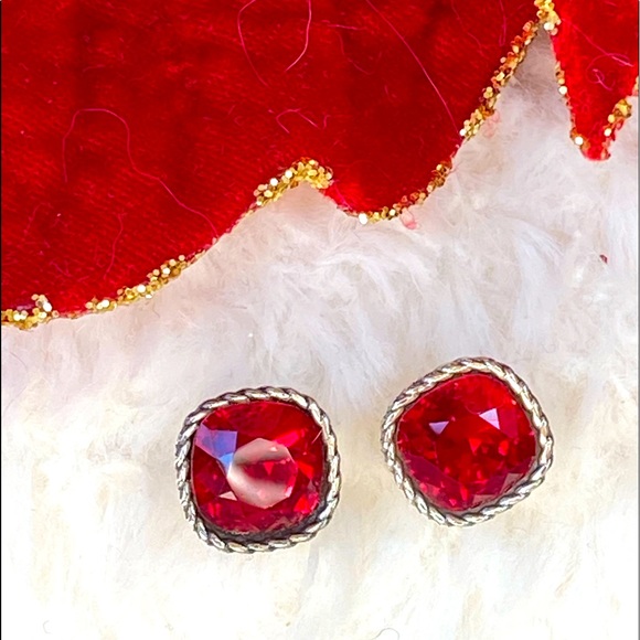 Brighton Jewelry - 🎈SALE🎈Brighton SPARKLEVILLE Ruby Red Faceted Swarovski Crystal Earrings Rare